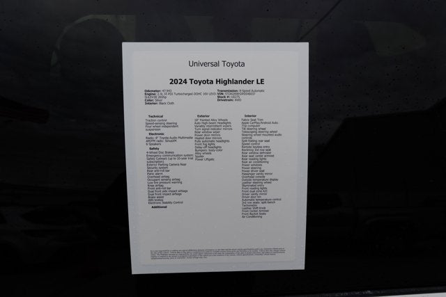 2024 Toyota HIGHLANDER LE