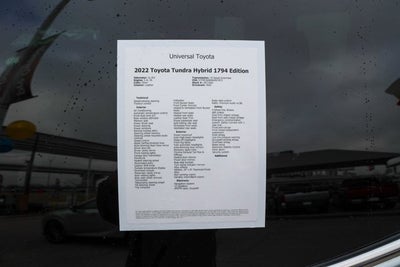 2022 Toyota TUNDRA HV 4X4 1794 Edition Hybrid