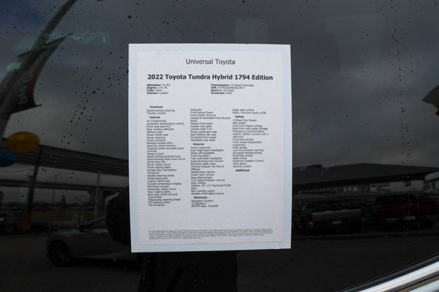 2022 Toyota TUNDRA HV 4X4 1794 Edition Hybrid