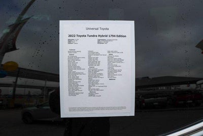 2022 Toyota TUNDRA HV 4X4 1794 Edition Hybrid