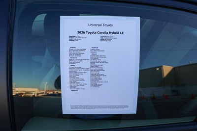2026 Toyota COROLLA HYBRID Hybrid LE