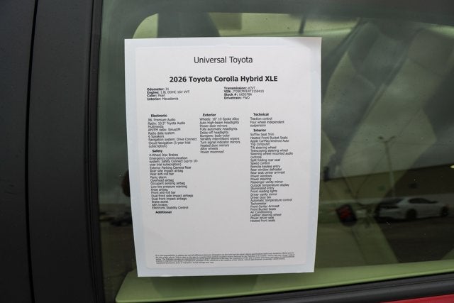 2026 Toyota Corolla Hybrid Hybrid XLE