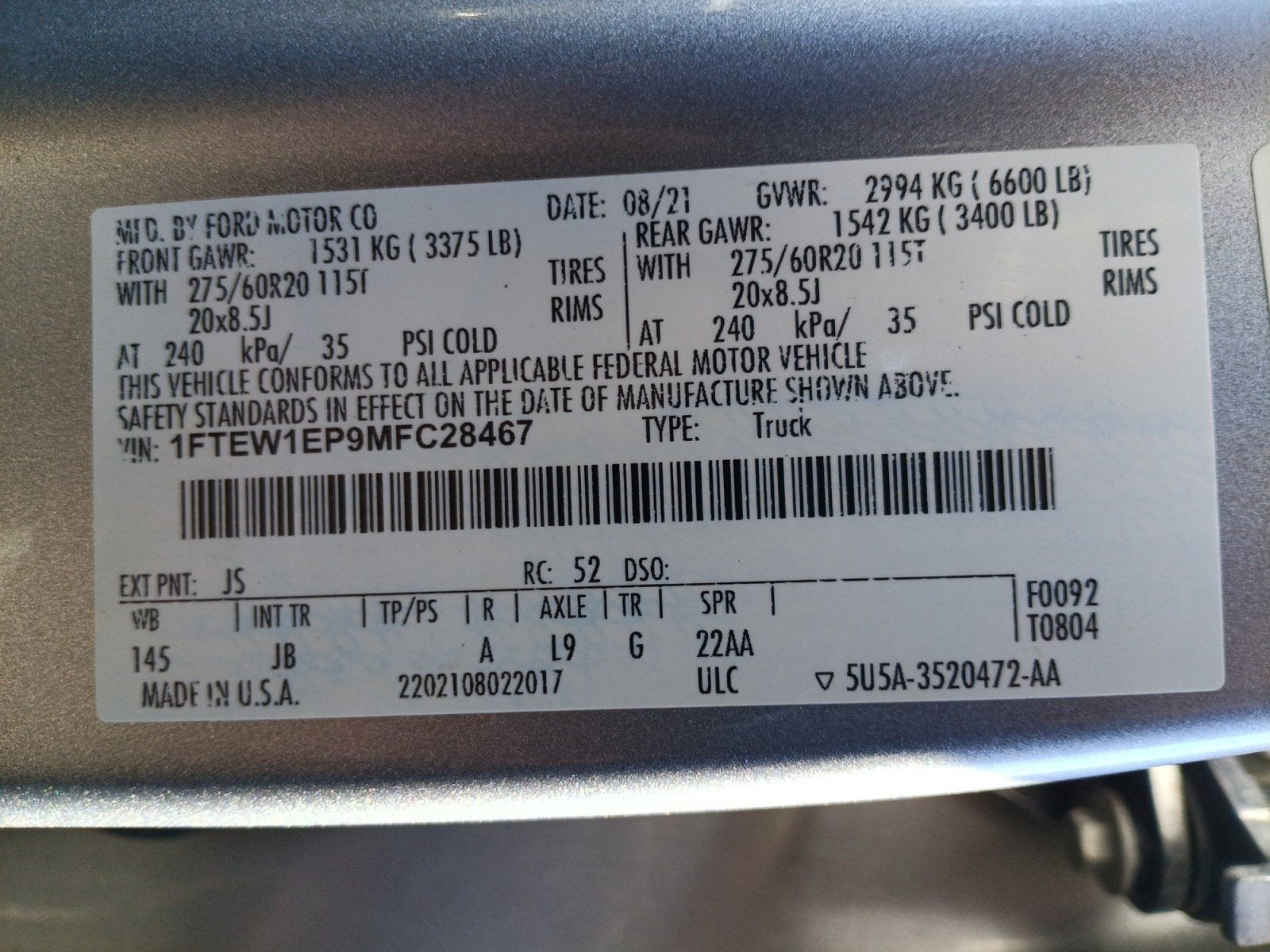 2021 Ford F-150 XL