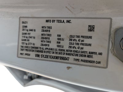 2021 Tesla Model 3 Standard Range Plus