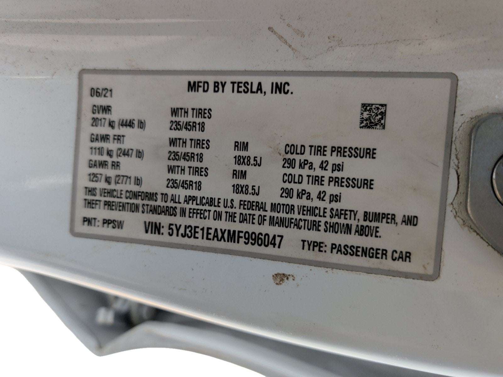 2021 Tesla Model 3 Standard Range Plus